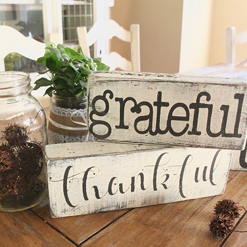 Fall wood rustic signs in my kitchen for Thanksgiving decor and all year long.