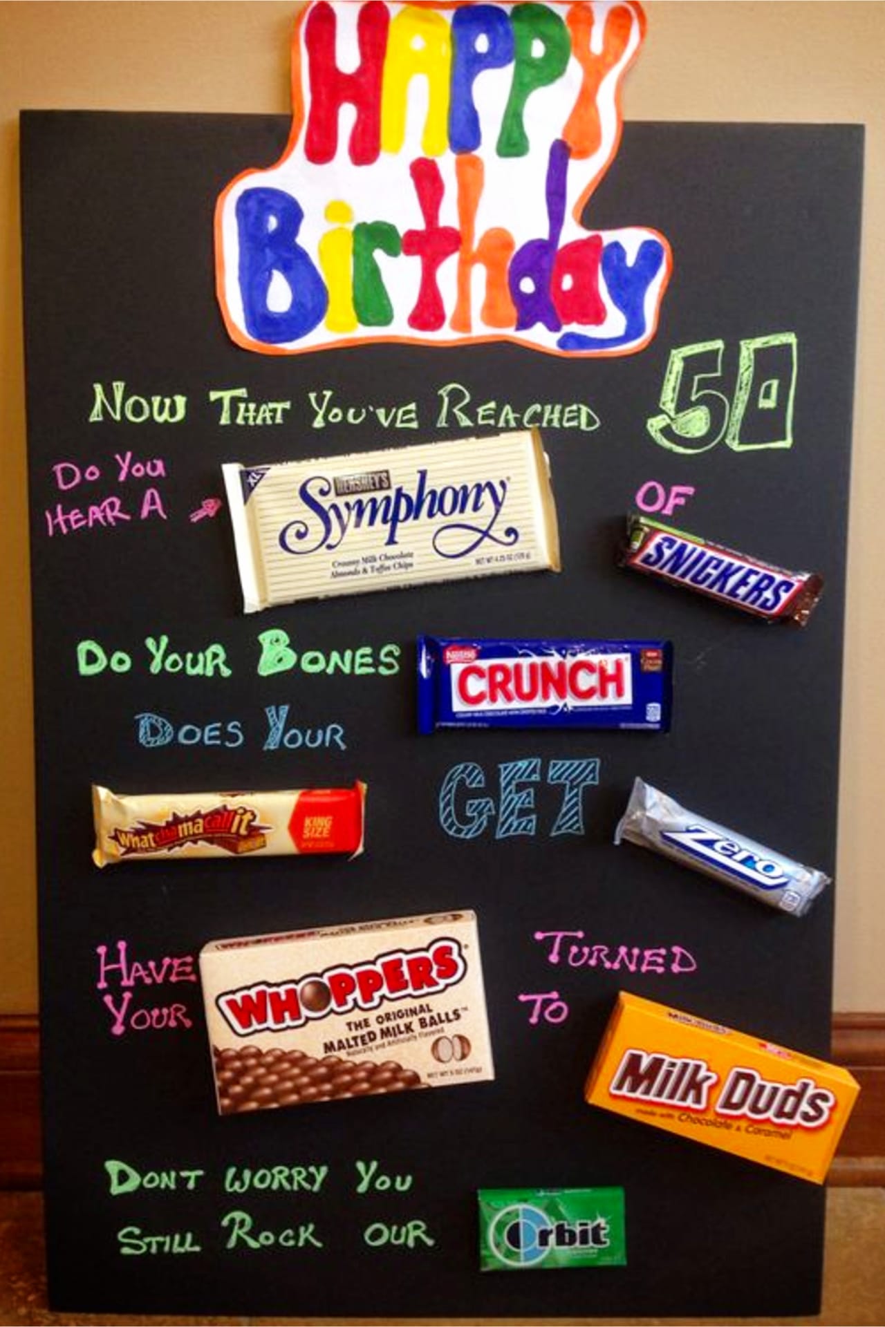 Handmade Birthday Gift Ideas!  These birthday candy poster ideas are SO easy to make.  This candy birthday poster card is perfect for a 50th birthday!